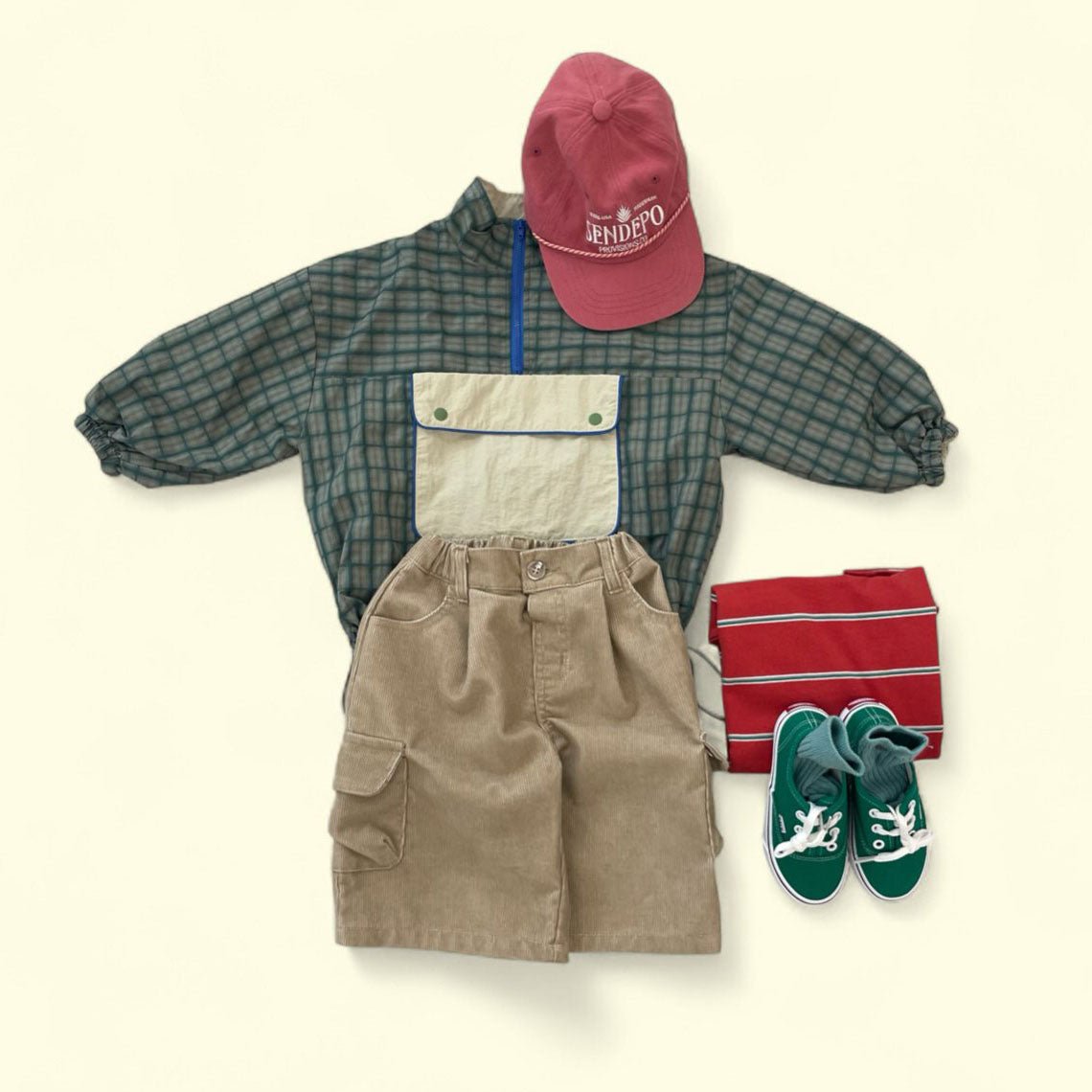 Toddler F25 Plaid Half Zip Anorak (3 - 7y) - 2 Colors kids outfit