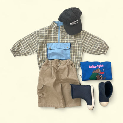 Toddler F25 Plaid Half Zip Anorak (3 - 7y) - 2 Colors kids outfit