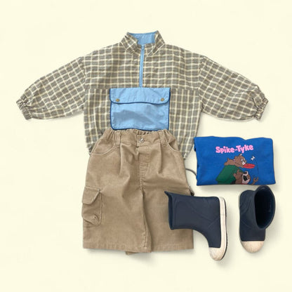 Toddler F25 Plaid Half Zip Anorak (3 - 7y) - 2 Colors kids outfit