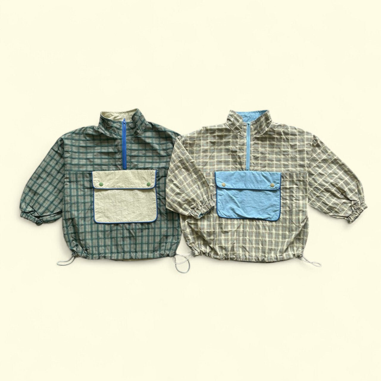 Toddler F25 Plaid Half Zip Anorak (3 - 7y) - 2 Colors kids outfit