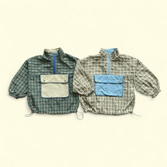 Toddler F25 Plaid Half Zip Anorak (3 - 7y) - 2 Colors kids outfit