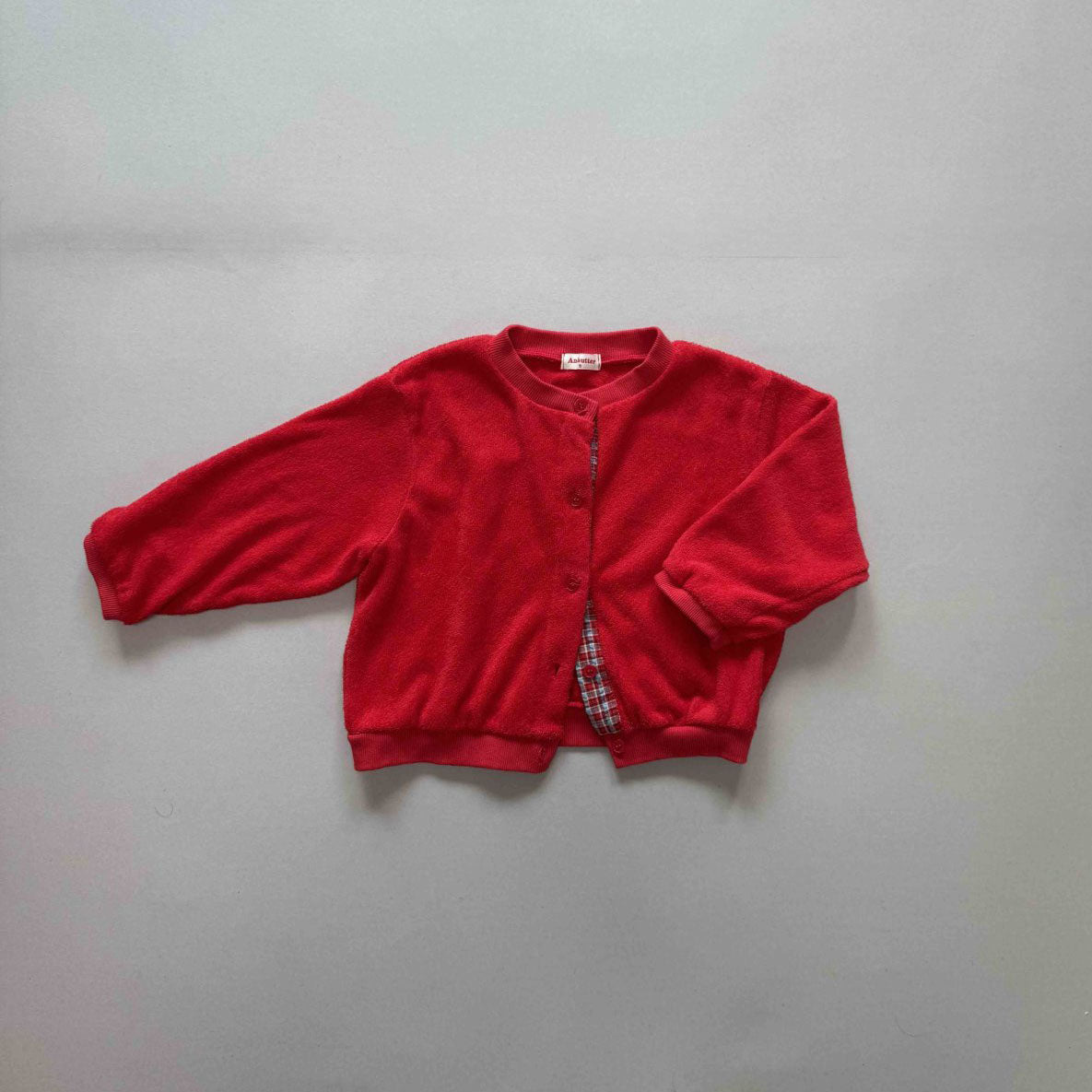 Toddler F25 Plaid Placket Terry Cloth Long Sleeve Cardigan (3 - 7y) - 2 Colors kids outfit
