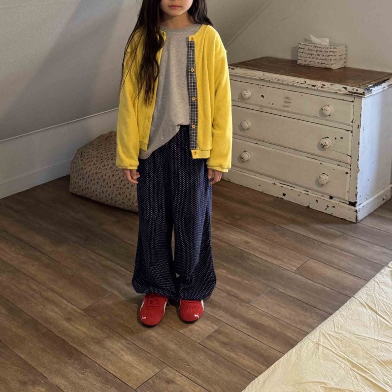 Toddler F25 Plaid Placket Terry Cloth Long Sleeve Cardigan (3 - 7y) - 2 Colors kids outfit