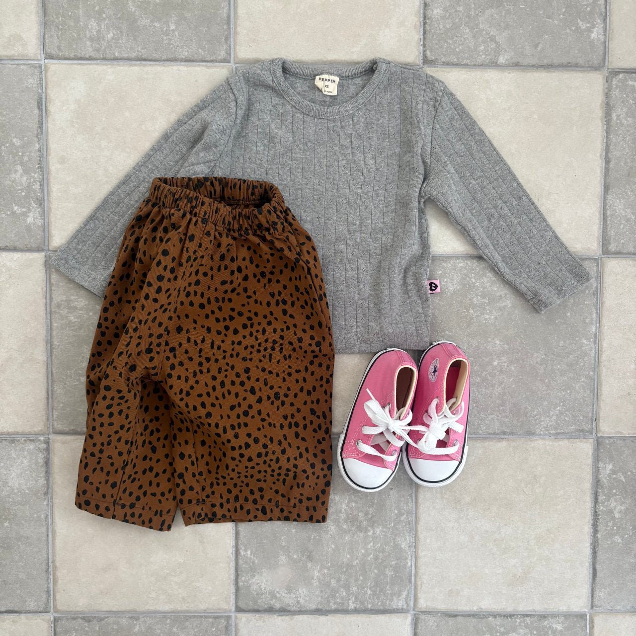 Toddler F25 Pointelle Long Sleeve Top (1 - 7y) - Heather Gray kids outfit