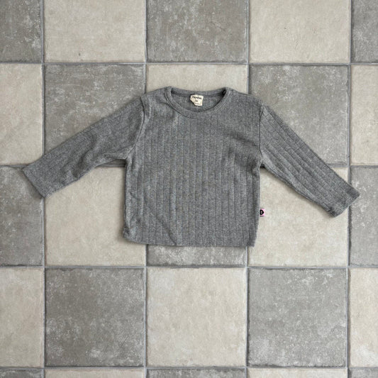 Toddler F25 Pointelle Long Sleeve Top (1 - 7y) - Heather Gray kids outfit