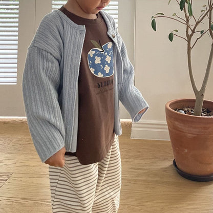 Toddler F25 Ribbed Long Sleeve Cardigan (1 - 7y) - 2 Colors kids outfit