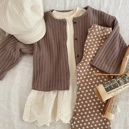 Toddler F25 Ribbed Long Sleeve Cardigan (1 - 7y) - 2 Colors kids outfit