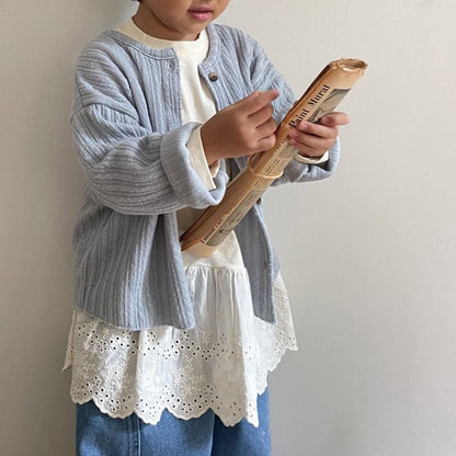 Toddler F25 Ribbed Long Sleeve Cardigan (1 - 7y) - 2 Colors kids outfit