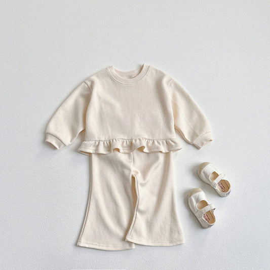 Toddler F25 Ruffle Detail Long Sleeve Top and Flare Pants Set (1 - 6y) - 2 Colors kids outfit