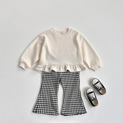 Toddler F25 Ruffle Detail Long Sleeve Top and Flare Pants Set (1 - 6y) - 2 Colors kids outfit