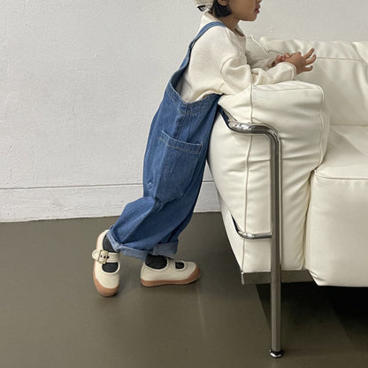 Toddler F25 Side Pockets Denim Overalls (1 - 7y) - Denim kids outfit