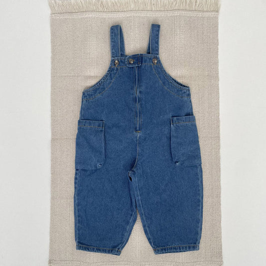 Toddler F25 Side Pockets Denim Overalls (1 - 7y) - Denim kids outfit