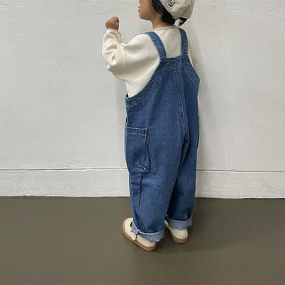 Toddler F25 Side Pockets Denim Overalls (1 - 7y) - Denim kids outfit