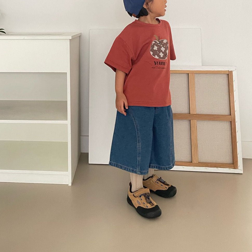 Toddler F25 Stitch Detail 7/8 Length Denim Pants (1 - 7y) - Denim kids outfit