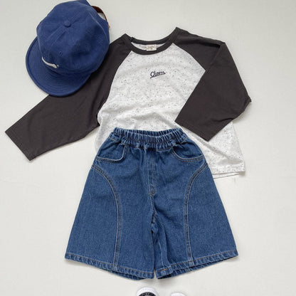 Toddler F25 Stitch Detail 7/8 Length Denim Pants (1 - 7y) - Denim kids outfit