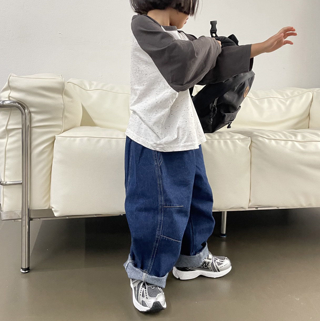 Toddler F25 Stitch Detail Denim Pull - on Pants (1 - 7y) - 2 Colors kids outfit