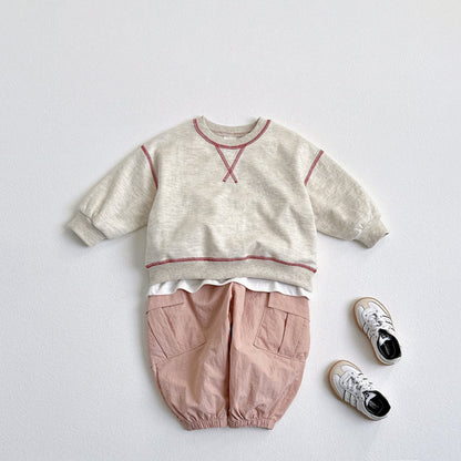 Toddler F25 Stitch Detail Long Sleeve Top and Shorts Set (1 - 6y) - 3 Colors kids outfit