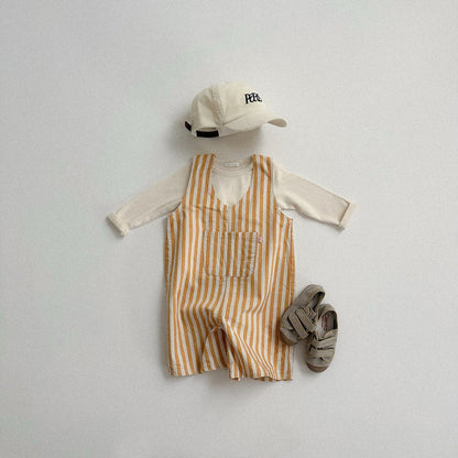 Toddler F25 Stripe Short Overall (10m - 4y) - Yellow kids outfit