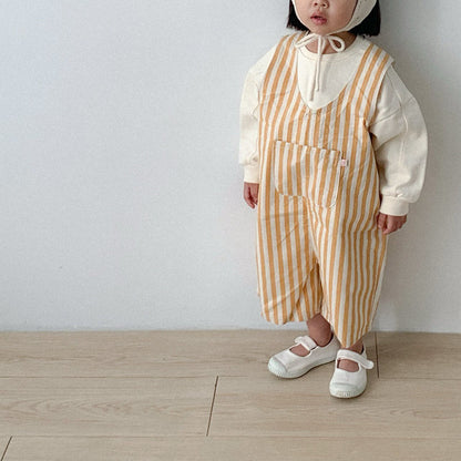 Toddler F25 Stripe Short Overall (10m - 4y) - Yellow kids outfit