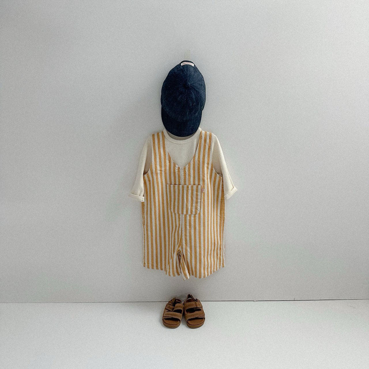 Toddler F25 Stripe Short Overall (10m - 4y) - Yellow kids outfit