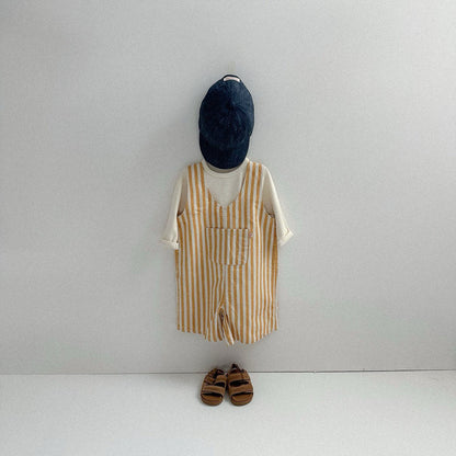 Toddler F25 Stripe Short Overall (10m - 4y) - Yellow kids outfit