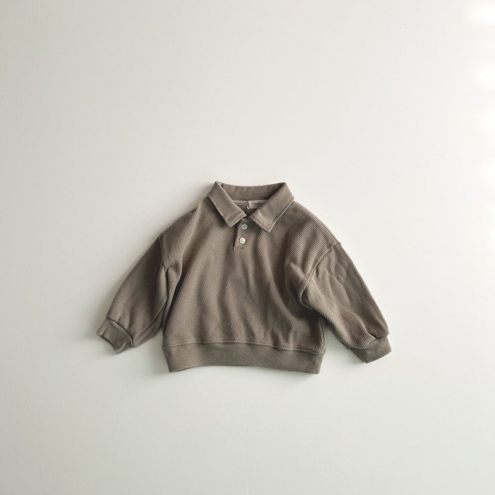 Toddler F25 Textured Collared Long Sleeve Sweatshirt (1 - 6y) - 3 Colors kids outfit