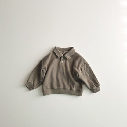 Toddler F25 Textured Collared Long Sleeve Sweatshirt (1 - 6y) - 3 Colors kids outfit