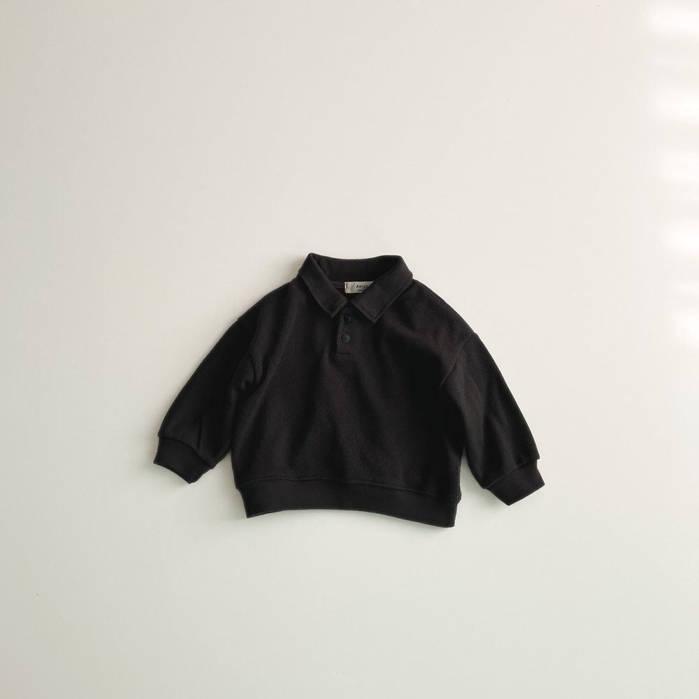 Toddler F25 Textured Collared Long Sleeve Sweatshirt (1 - 6y) - 3 Colors kids outfit