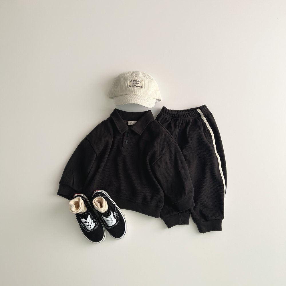 Toddler F25 Textured Collared Long Sleeve Sweatshirt (1 - 6y) - 3 Colors kids outfit