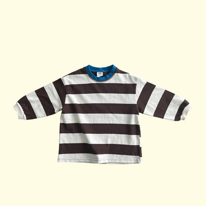 Toddler F26 Bold Stripe Long Sleeve Top (3-9y) -Brown kids outfit