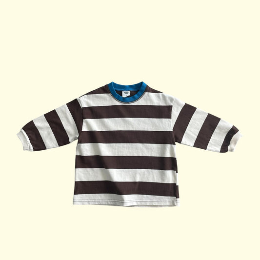 Toddler F26 Bold Stripe Long Sleeve Top (3-9y) -Brown kids outfit