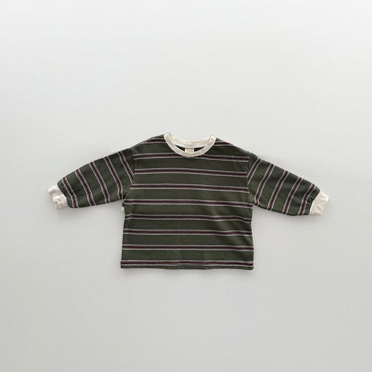 Toddler F26 Bonito Stripe Long Sleeve Top (12m-9y) - Olive kids outfit
