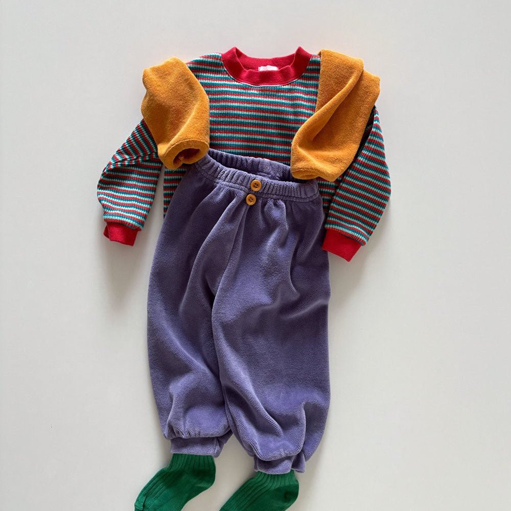 Toddler F26 Button Front Velour Jogger Pants (1-6y) - 4 Colors kids outfit