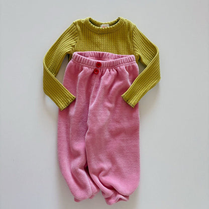 Toddler F26 Button Front Velour Jogger Pants (1-6y) - 4 Colors kids outfit