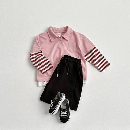 Toddler F26 Collared Layered Long Sleeve Top (2-8y) - 2 Colors kids outfit