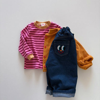 Toddler F26 Contrast Trim Stripe Long Sleeve Top (1-6y) - 2 Colors kids outfit