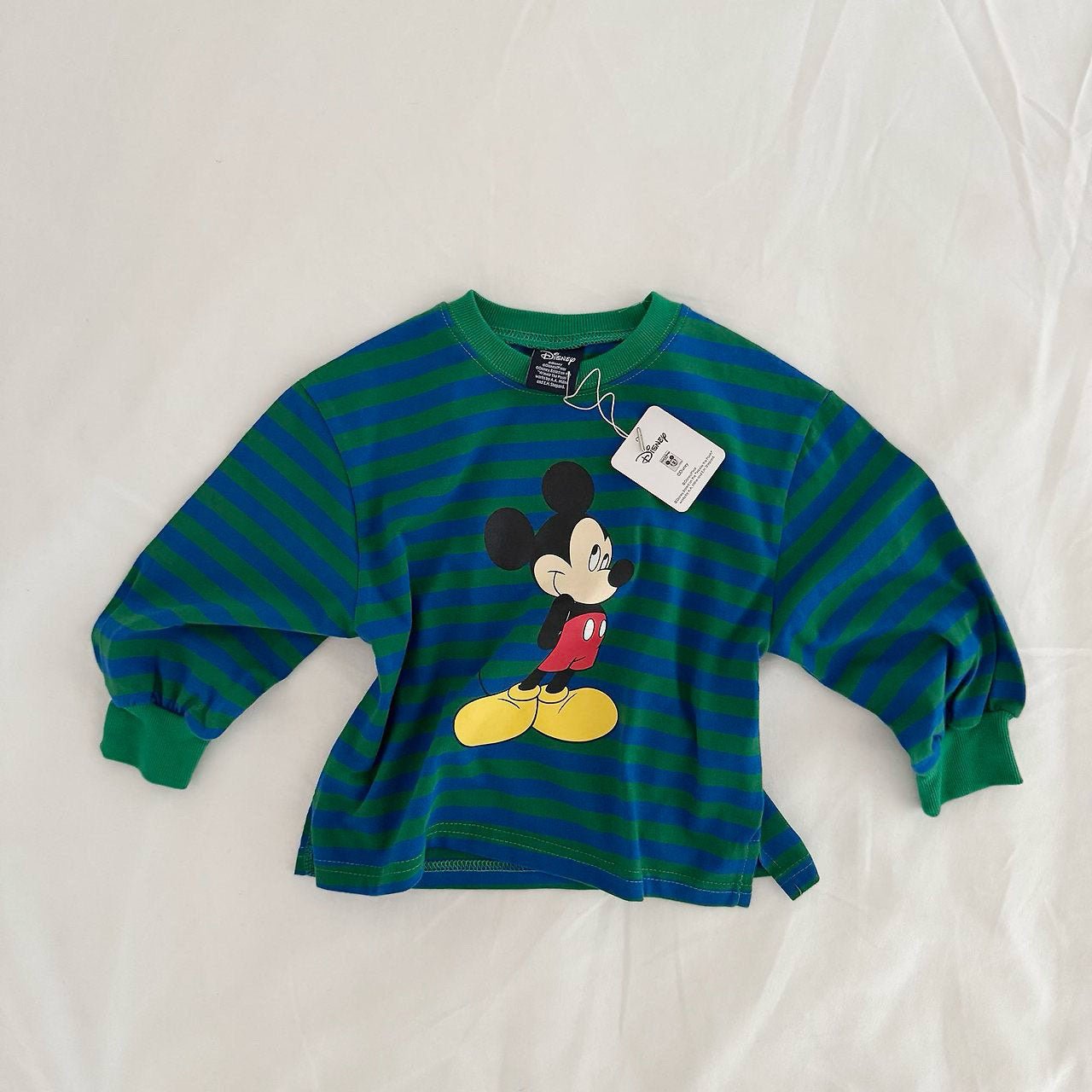 Toddler F26 Mickey Stripe Side Slit Long Sleeve Top (1-9y) - 3 Colors kids outfit