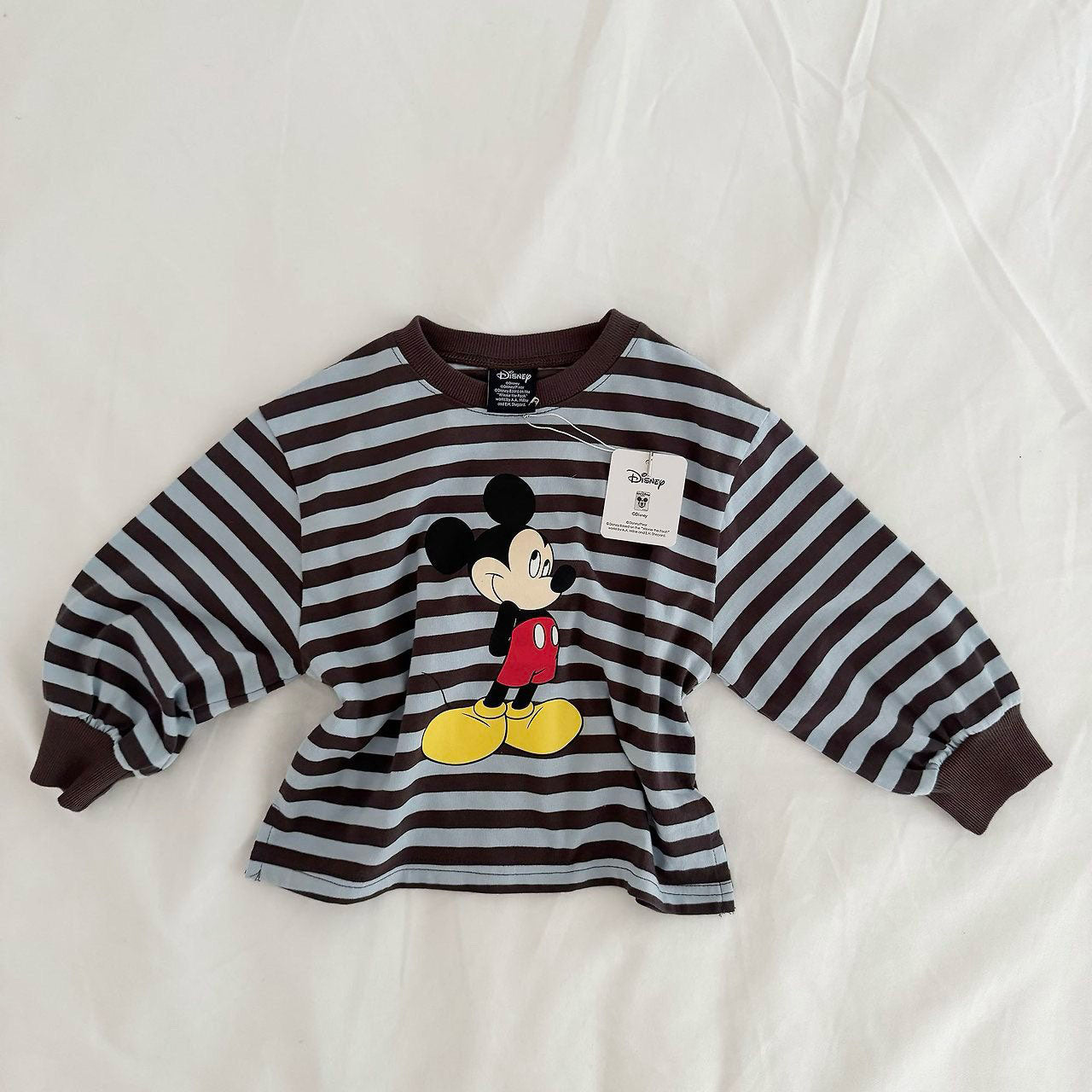 Toddler F26 Mickey Stripe Side Slit Long Sleeve Top (1-9y) - 3 Colors kids outfit
