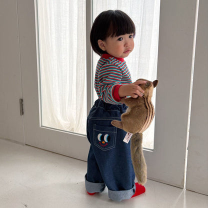 Toddler F26 Peekaboo Denim Pants (1-6y) - Blue kids outfit