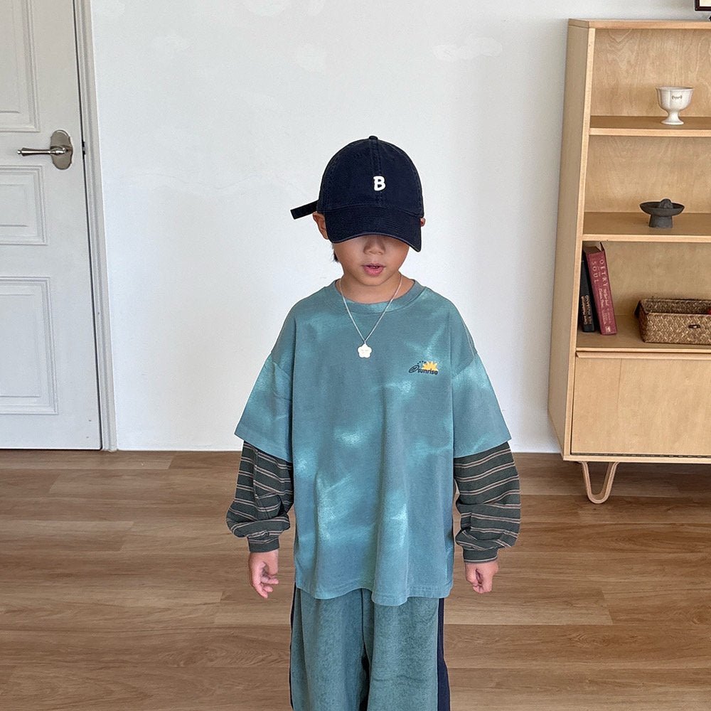 Toddler F26 Pigment Dyed Layered Long Sleeve Top (3-9y) - 2 Colors kids outfit