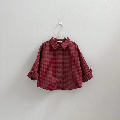 Toddler F26 Plaid Long Sleeve Shirts (2-9y) - Red kids outfit
