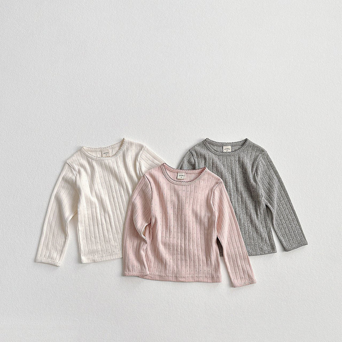 Toddler F26 Pointelle Long Sleeve Top (2-9y) - 3 Colors kids outfit