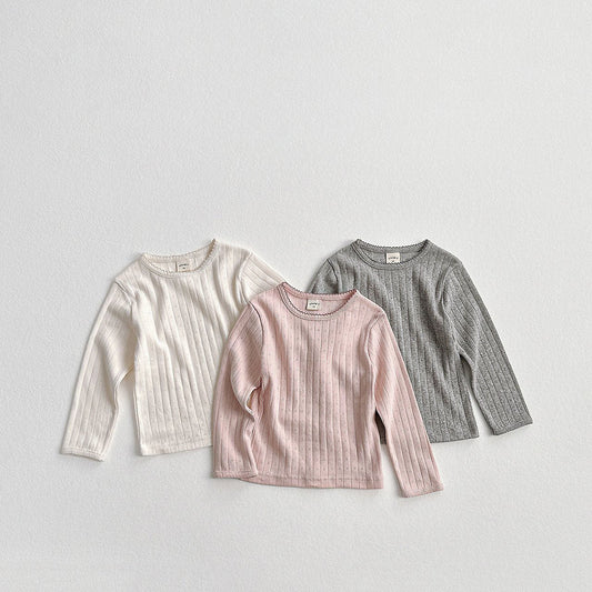 Toddler F26 Pointelle Long Sleeve Top (2-9y) - 3 Colors kids outfit