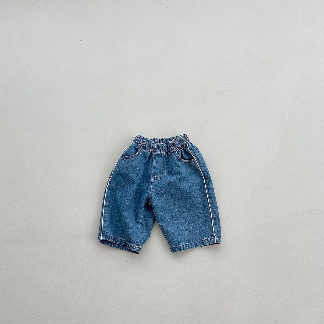 Toddler F26 Side Piping Denim Pants (4m-6y) - Blue kids outfit