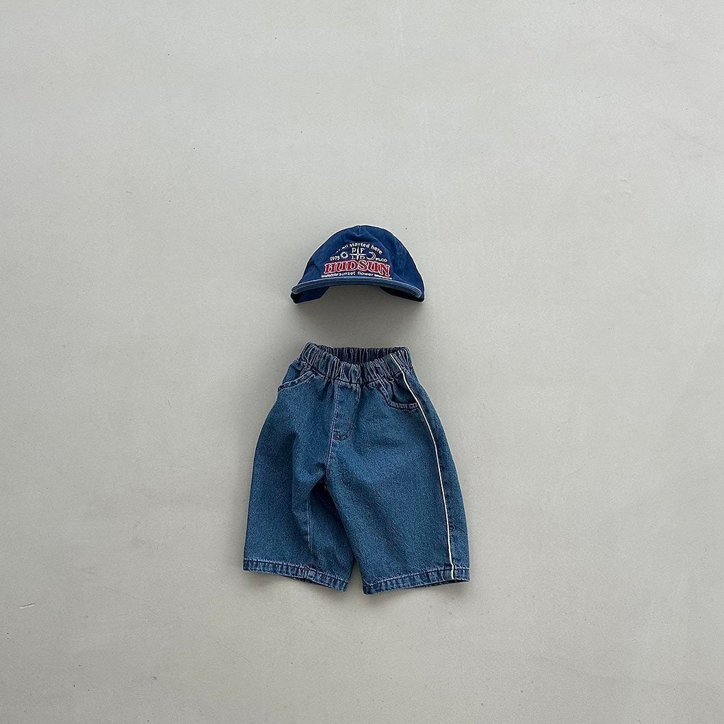 Toddler F26 Side Piping Denim Pants (4m-6y) - Blue kids outfit