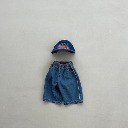 Toddler F26 Side Piping Denim Pants (4m-6y) - Blue kids outfit