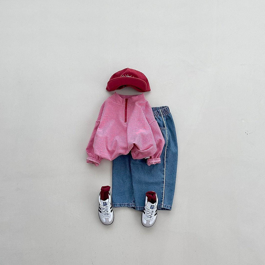 Toddler F26 Side Piping Denim Pants (4m-6y) - Blue kids outfit