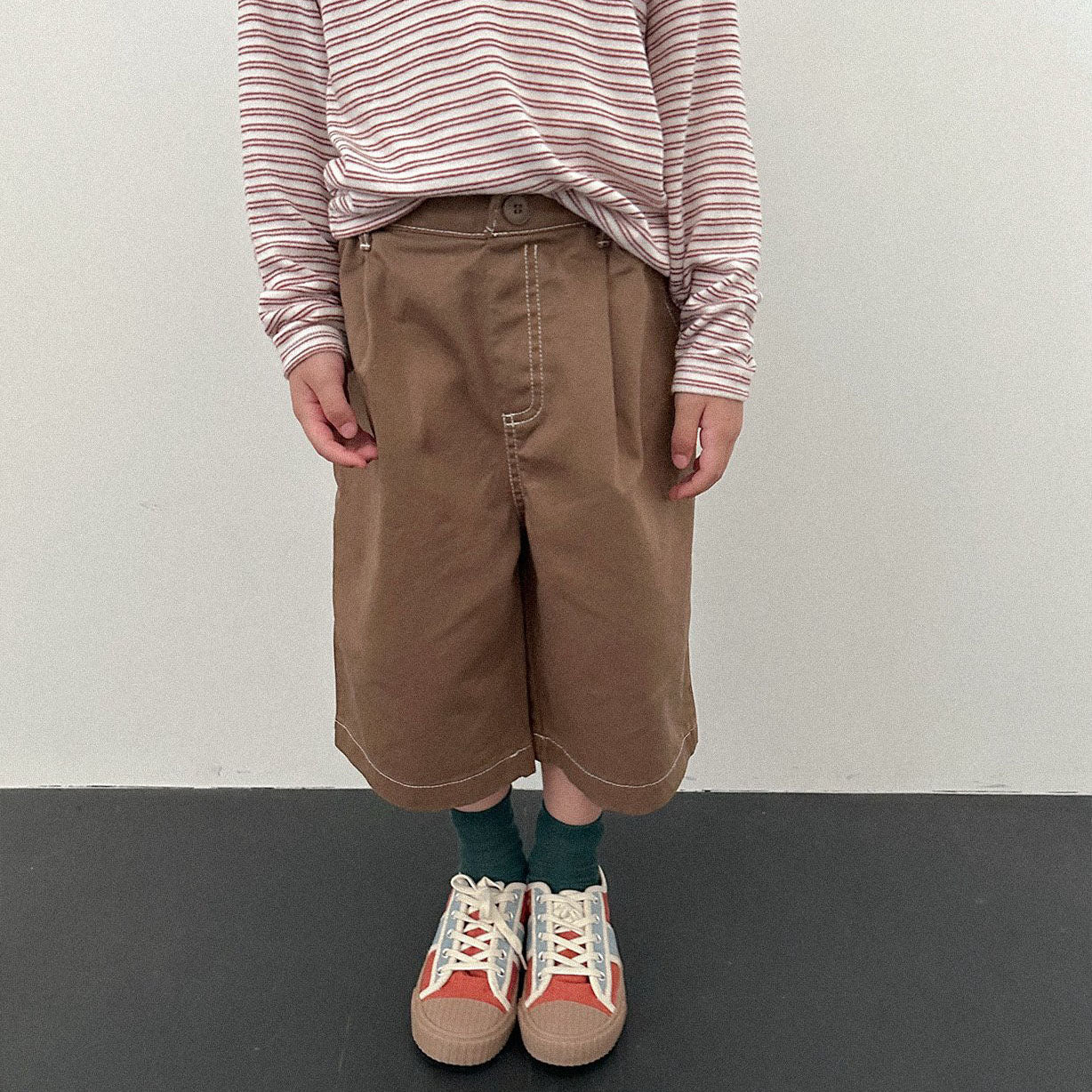 Toddler F26 Stitch Detail Bermuda Pants (2-9y) - Brown kids outfit