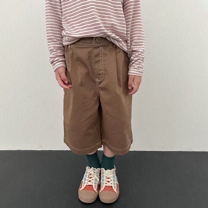Toddler F26 Stitch Detail Bermuda Pants (2-9y) - Brown kids outfit