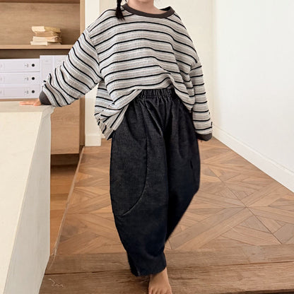 Toddler F26 Stitch Detail Corduroy Pants (1-7y) - Navy kids outfit